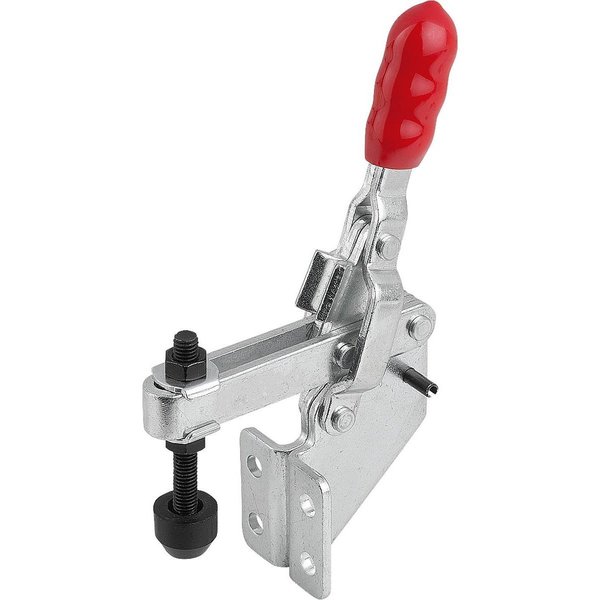 Kipp Toggle Clamp Vertical Std, Angled Foot F2=1000, Adj Clamping Spind M05X35, Steel Zinc Plated,  K1259.01000